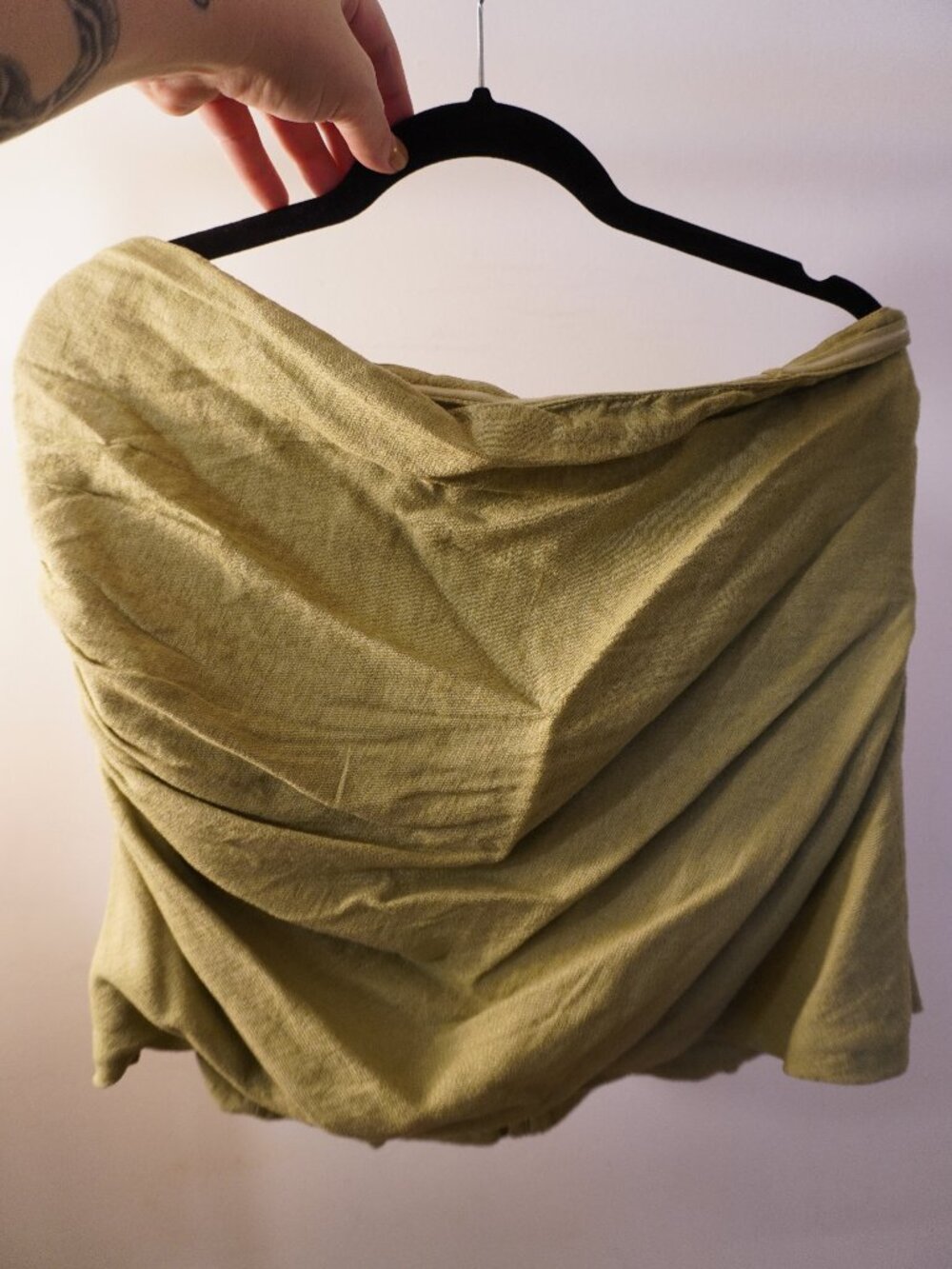 Abercrombie & Fitch Olive Green Draped Strapless Top XL